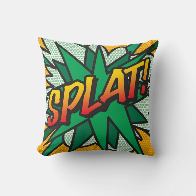 Trendy Modern  Retro Comic Book SPLAT Pop Art Cushion (Front)