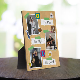 Trendy Modern Retro Scrapbook Dad Photo Collage Plaque