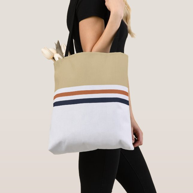 Trendy modern retro Stripes striped Tote Bag (Close Up)