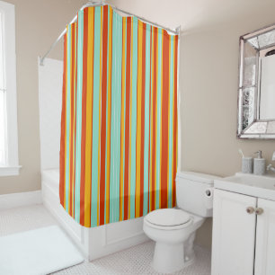 Trendy Modern Retro Vintage Stripes Shower Curtain