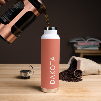 Trendy Modern Rustic Earth Tone Terracotta White Water Bottle