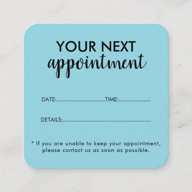 Trendy Modern Salon Appointment Reminder Card (Front)