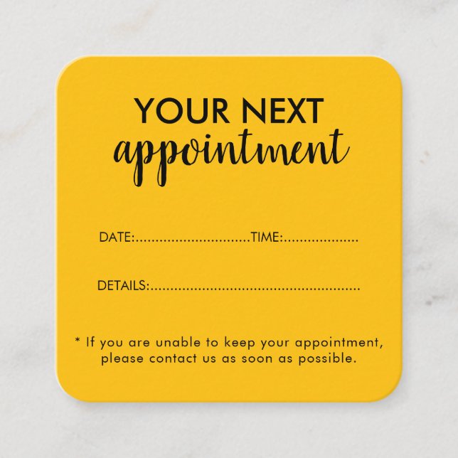 Trendy Modern Salon Appointment Reminder Card (Front)