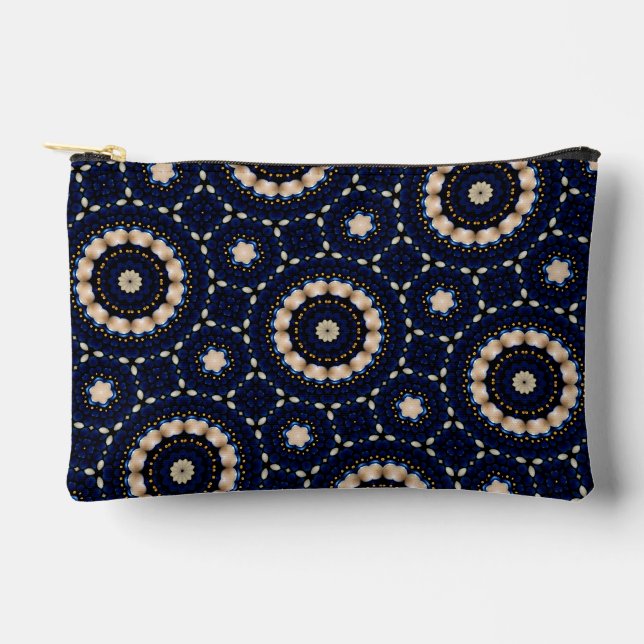Trendy Modern Sapphire & Pearls Abstract Dot Art  Accessory Pouch (Front)