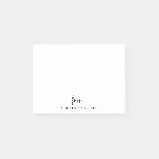 Trendy Modern Script Minimalist Personalised Post-it Notes (Front)