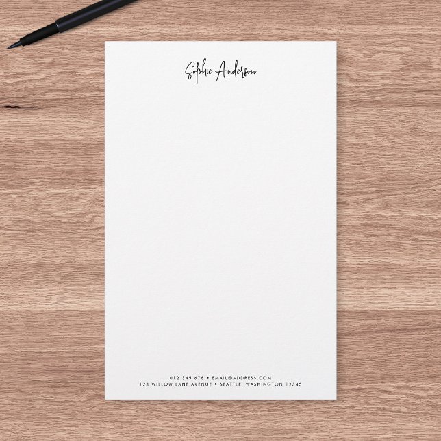 Trendy Modern Script Minimalist Personalised Stationery (Creator Uploaded)