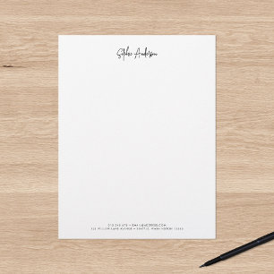 Trendy Modern Script Minimalist Personalized Custom Letterhead