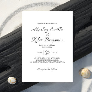 Trendy Modern Script Names Minimalist Wedding Invitation