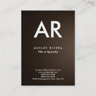 Trendy Modern Sepia Brown Monogram Business Card