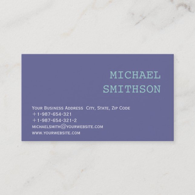 Trendy Modern Simple Blue Consultant Business Card (Front)