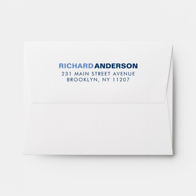 Trendy Modern Simple Bold Navy Blue For Him Name Envelope (Back (Top Flap))