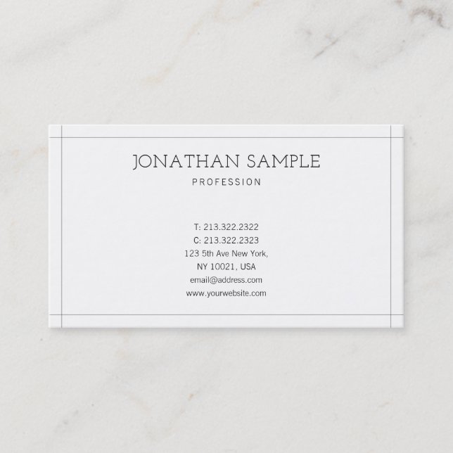 Trendy Modern Simple Design Elegant Plain Luxury Business Card (Front)