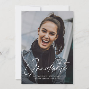 Trendy Modern Simple Script Photo Graduation Party Invitation