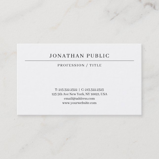 Trendy Modern Simple Template Elegant Luxury Business Card (Front)