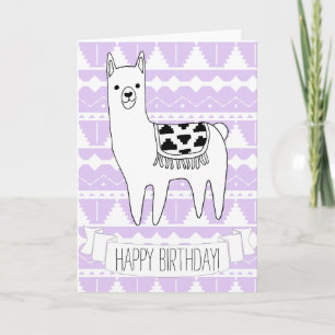 Trendy Modern Sketchy Aztec Llama Happy Birthday Card
