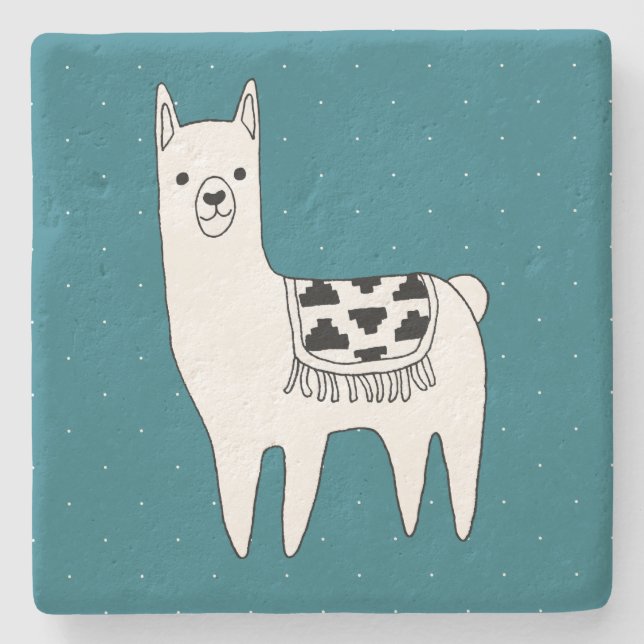 Trendy Modern Sketchy Aztec Llama Stone Coaster (Front)