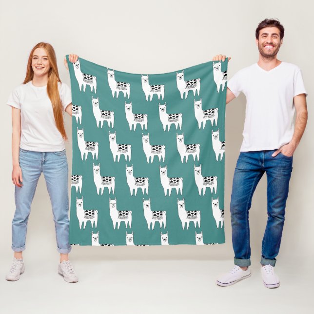 Trendy Modern Sketchy Llamas Pattern Fleece Blanket (In Situ)