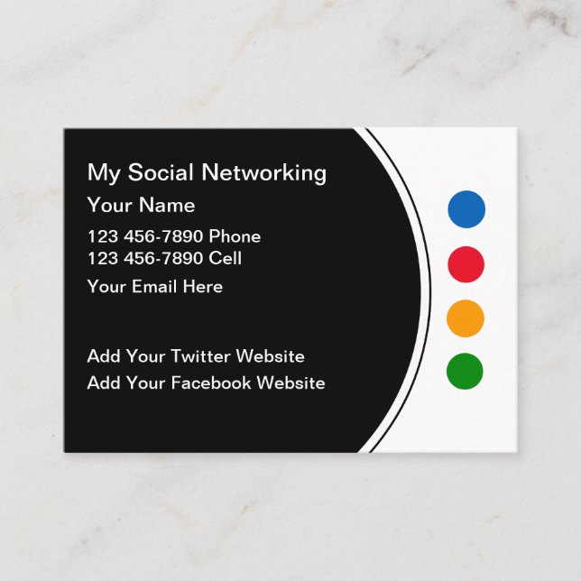 Trendy Modern Social Networking Business Cards (Front)