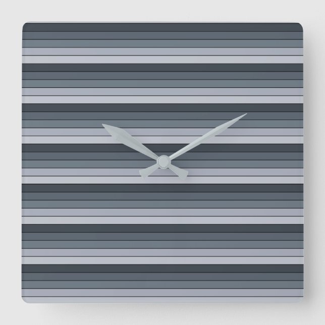 Trendy Modern Space Gray Stripes Square Wall Clock (Front)