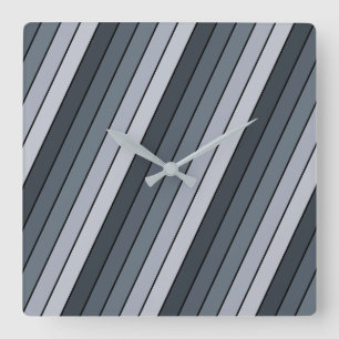 Trendy Modern Space Gray Stripes Square Wall Clock