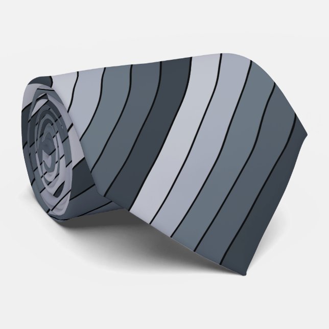 Trendy Modern Space Grey Stripes Tie (Rolled)