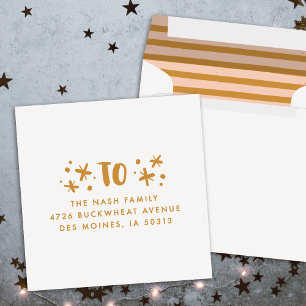 Trendy Modern Stars Handwritten New Years Envelope