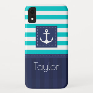 Trendy Modern Striped Nautical Design Custom iPhone XR Case