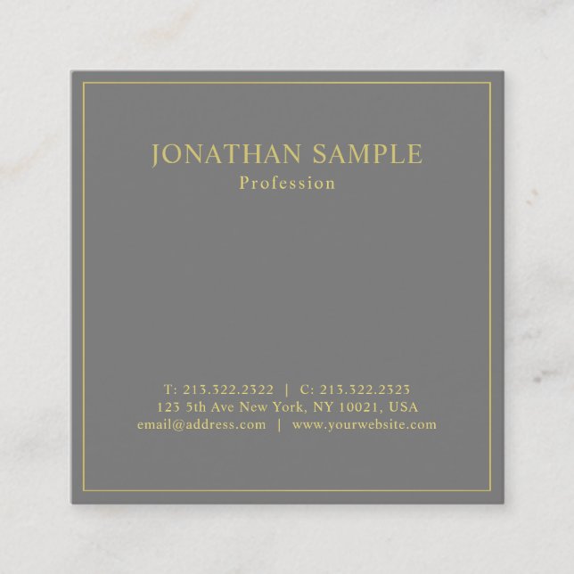 Trendy Modern Stylish Design Premium Silk Deluxe Square Business Card (Front)