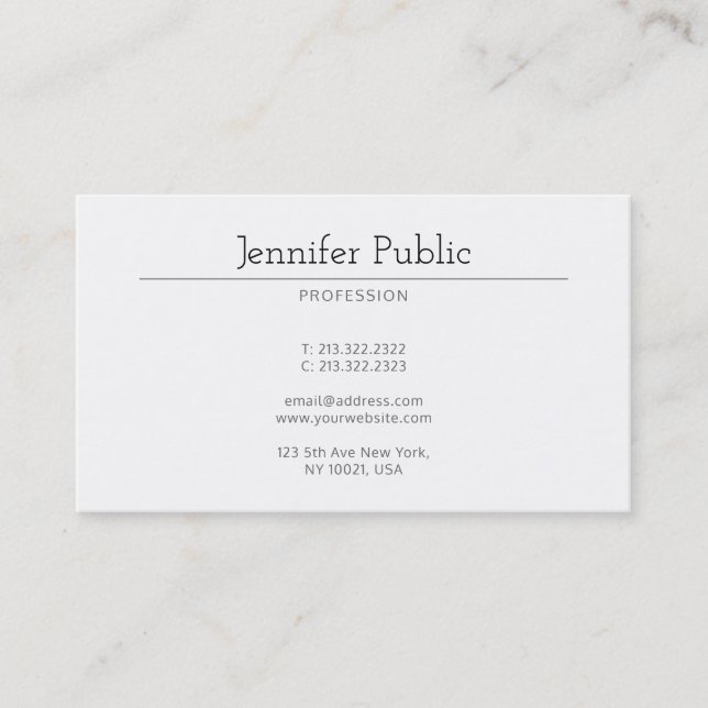 Trendy Modern Stylish Minimalist Design Plain Business Card (Front)