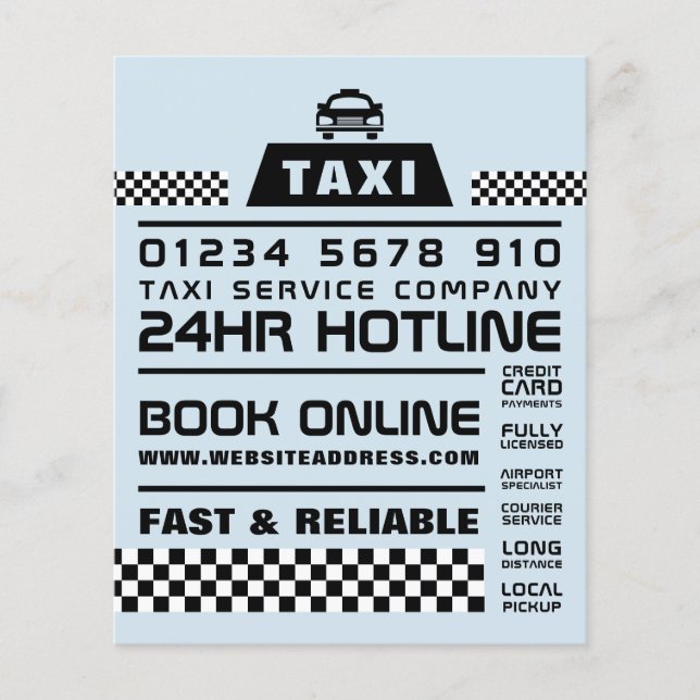 Trendy & Modern, Taxi Cab Firm with Price List Flyer (Front)