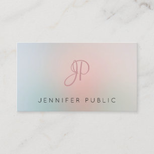 Trendy Modern Template Monogram Elegant Colours Business Card