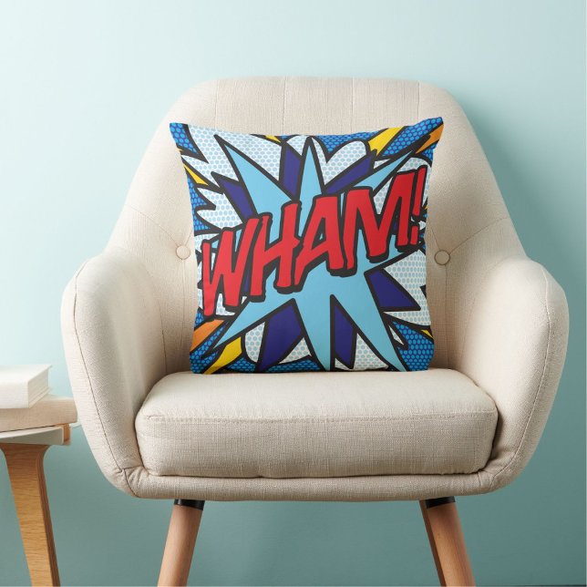 Trendy  Modern Typographic Comic Book Cushion (Trendy Modern Typographic Comic Book Throw Pillow)