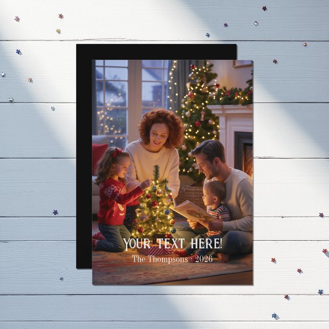 Trendy Modern Typography Family Christmas Photo Holiday Card (Trendy Modern Typography Family Christmas Photo Holiday Card)