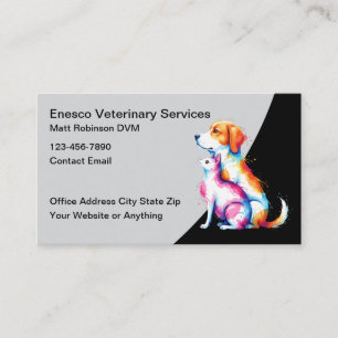 Trendy Modern Veterinary Doctor Business Cards