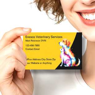 Trendy Modern Veterinary Doctor Business Cards