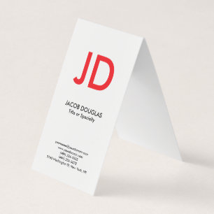 Trendy modern white red bold monogram business card