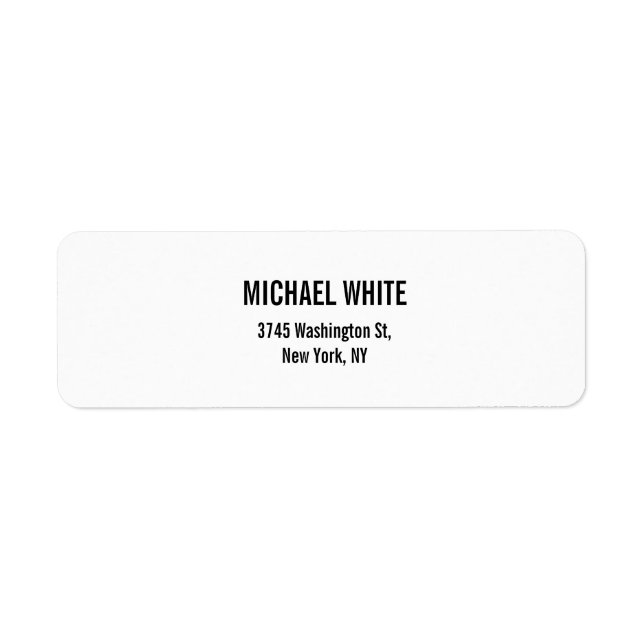 Trendy  Modern White Simple Plain Elegant Return Address Label (Front)