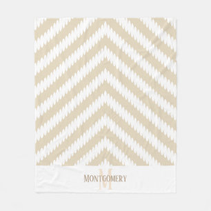 Trendy Modern White & Taupe Arrows Family Name Fleece Blanket