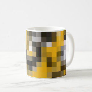 Trendy Modern Yellow Black Mosaic Pattern Coffee Mug