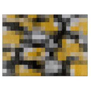 Trendy Modern Yellow Black Mosaic Pattern Cutting Board
