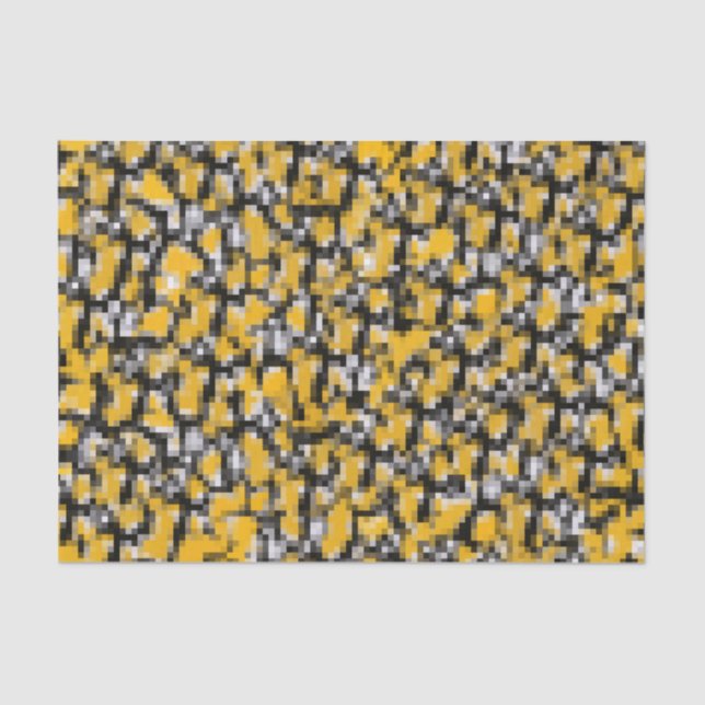 Trendy Modern Yellow Black Mosaic Pattern Tissue Paper (Front)