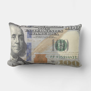 Trendy Money 100 Dollar Bill Aesthetic Currency Lumbar Cushion