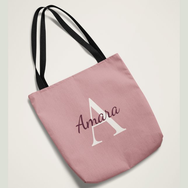 Trendy Monogram Amara | Tea Rose & Berry Custom  Tote Bag (Creator Uploaded)