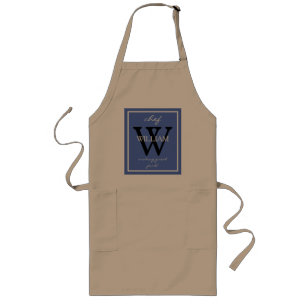 Trendy Monogram And Chef's NAME making great food Long Apron