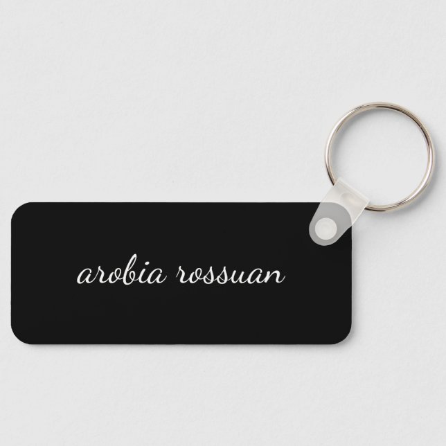 Trendy Monogram | Black Script Personalized Design Key Ring (Front)