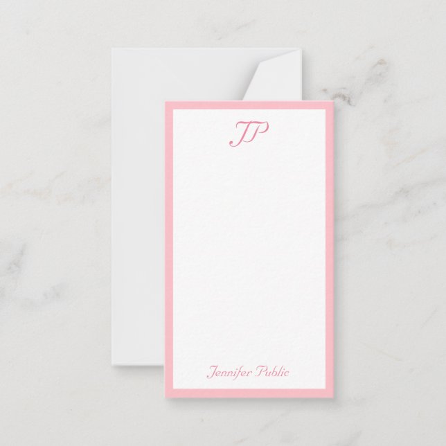 Trendy Monogram Blush Pink Handwritten Template (Front)