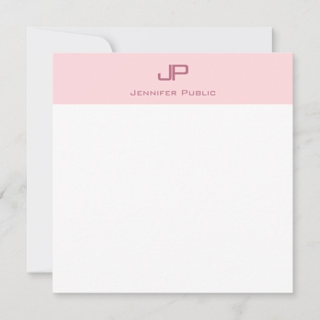 Trendy Monogram Blush Pink Minimalist Template (Front)
