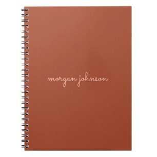 Trendy Monogram   Burnt Orange + Blush Script Name Notebook