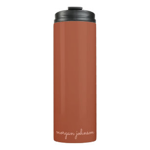 Trendy Monogram   Burnt Orange + Blush Script Name Thermal Tumbler