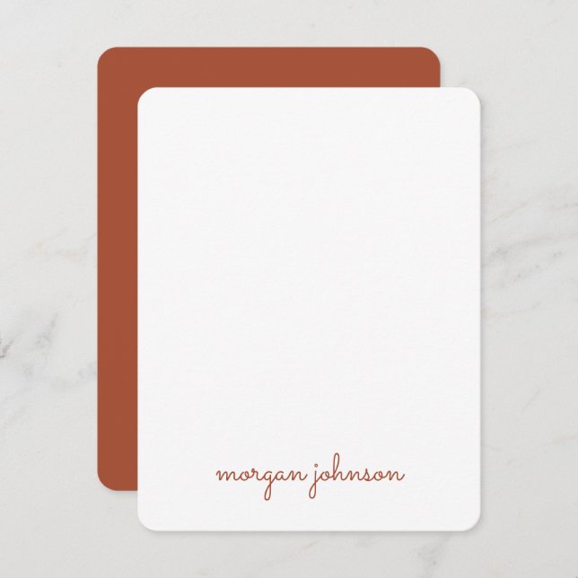 Trendy Monogram | Burnt Orange Script Name Card (Front/Back)